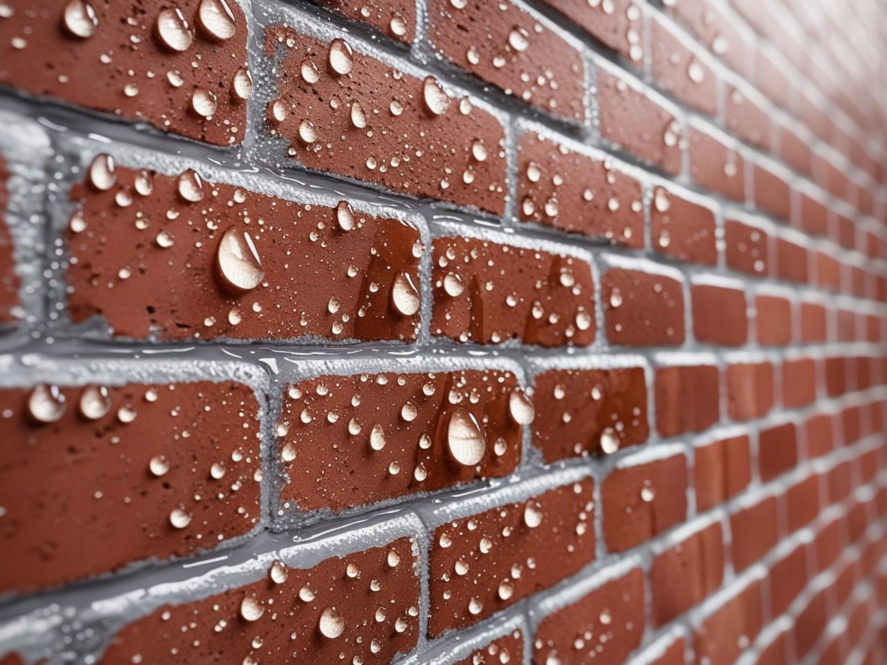 waterproofed brick wall